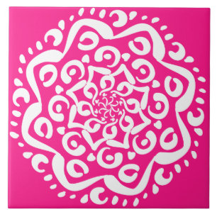 Foxglove Mandala Ceramic Tile