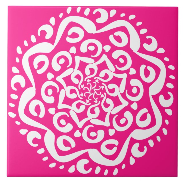Foxglove Mandala Ceramic Tile (Front)