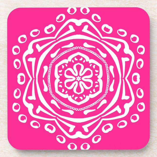 Foxglove Mandala Drink Coaster (Front)