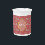 Foxglove Petal Paisley Pattern Beverage Pitcher<br><div class="desc">Pastel Foxglove Petal Paisley with a border of Cinnamon and the background a rich spicy coral - rich yet sophisticated We have left all of the images used in this design customizable - You can play with them to your hearts content- Click the orange 'CustomizeThis' button and highlight the image...</div>