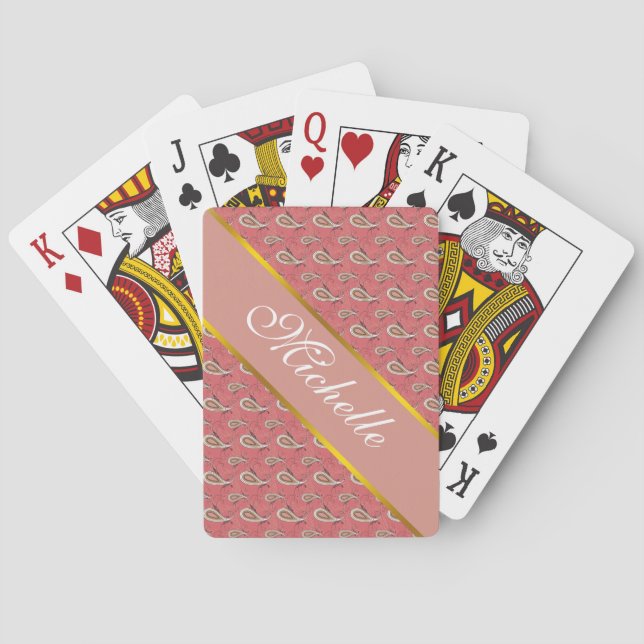 Foxglove Petal Paisley Pattern Poker Cards (Back)