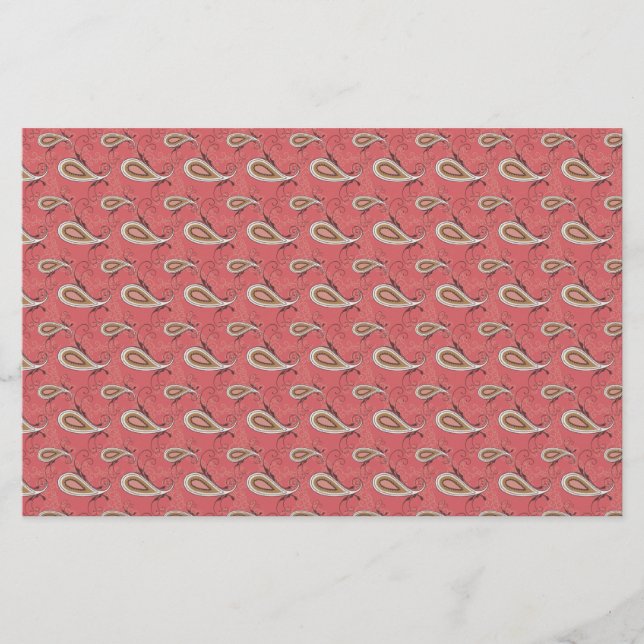 Foxglove Petal Paisley Pattern Stationery (Front)
