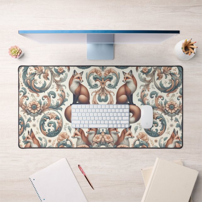 Foxglove Whispers: Victorian Elegance in Nature's  Desk Mat (Office 1)