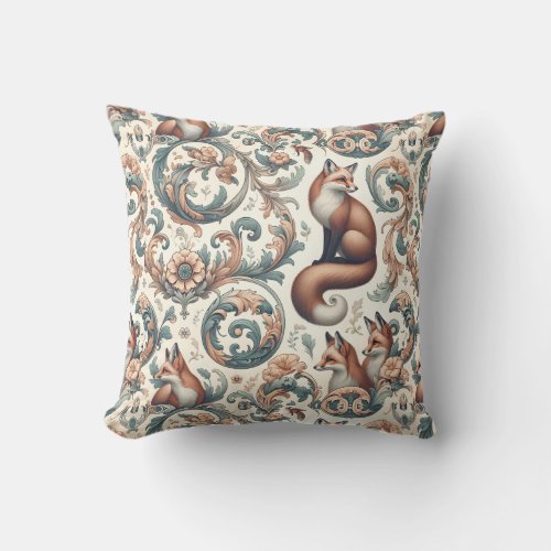 Foxglove Whispers Victorian Elegance in Natures  Throw Pillow