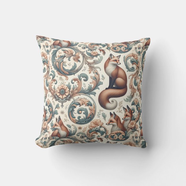 Foxglove Whispers: Victorian Elegance in Nature's  Throw Pillow (Front)
