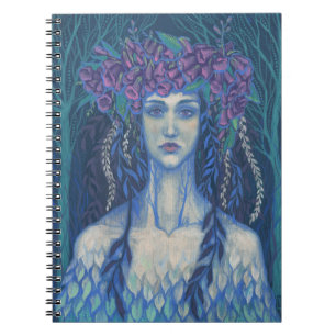 Foxgloves dryad beautiful girl surreal fantasy art notebook