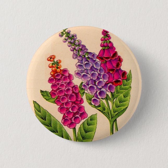 foxgloves in red and purple button (Front)