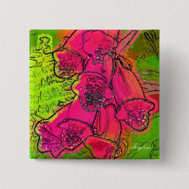 FOXGLOVES PINBACK BUTTON (Front)