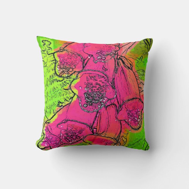 FOXGLOVES THROW PILLOW (Front)