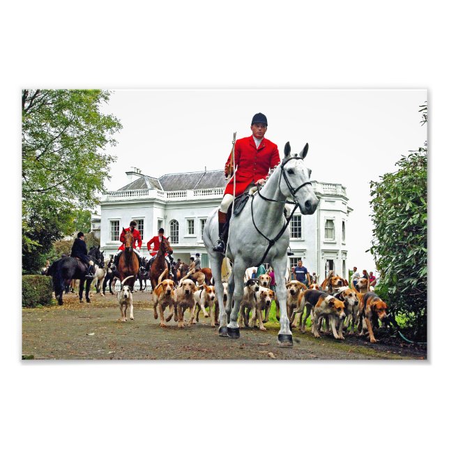 Foxhound Dogs Horses West Berkshire Hunt England Photo Print (Front)