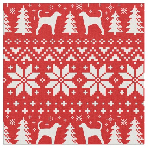 Foxhound Silhouettes Christmas Holiday Patterned Fabric