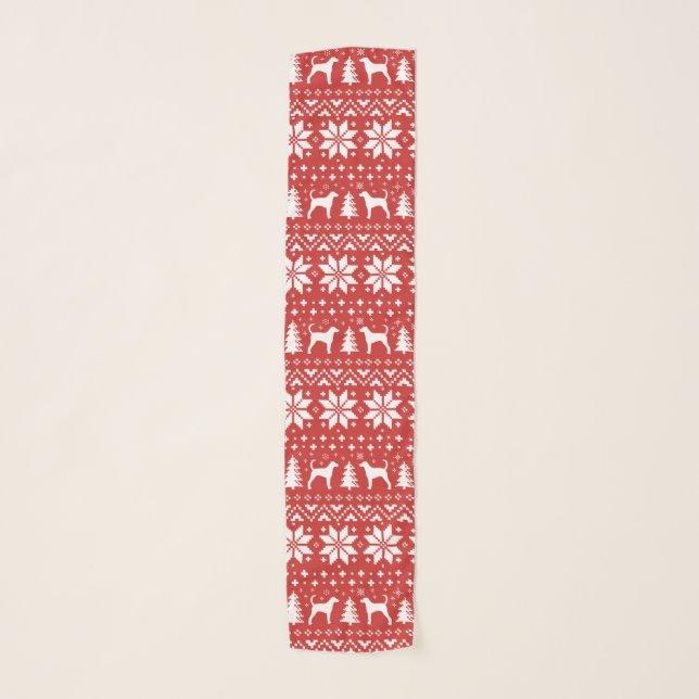 Foxhound Silhouettes Christmas Pattern Scarf (Front)