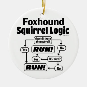 Foxhound Squirrel Logic Ceramic Ornament