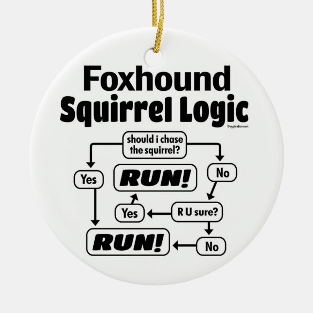 Foxhound Squirrel Logic Ceramic Ornament (Front)