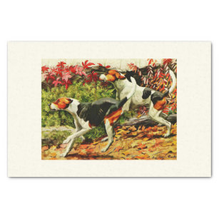 Foxhounds(English&American ) in autumn wood Tissue Paper
