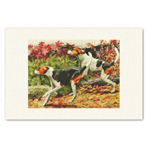 FoxhoundsEnglishAmerican  in autumn wood Tissue Paper