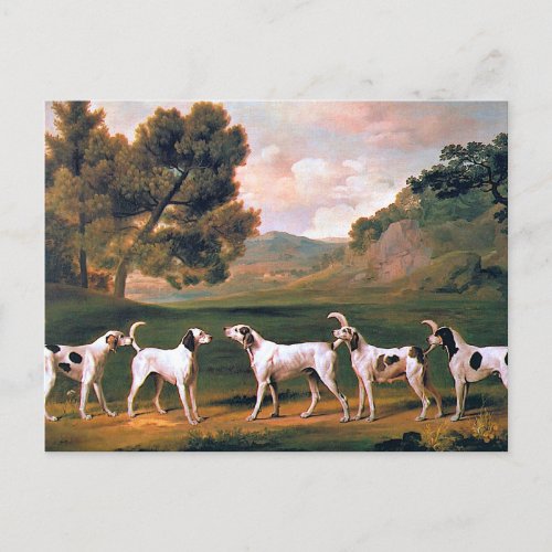Foxhounds in a Landscape by George Stubbs Postcard