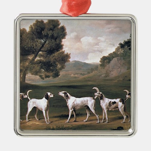 Foxhounds in a Rural Landscape by George Stubbs Metal Ornament