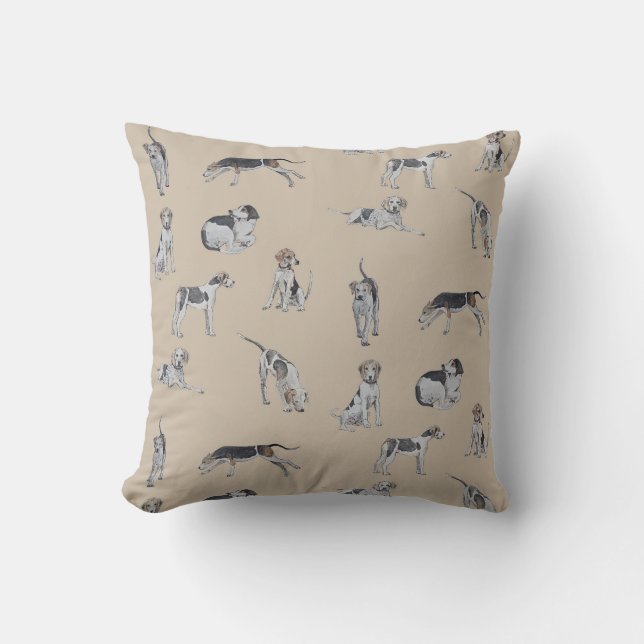 Foxhounds Throw Pillow (Front)