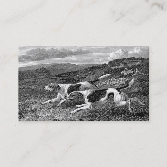 Foxhounds Vintage Dog Art Business Card (Front)
