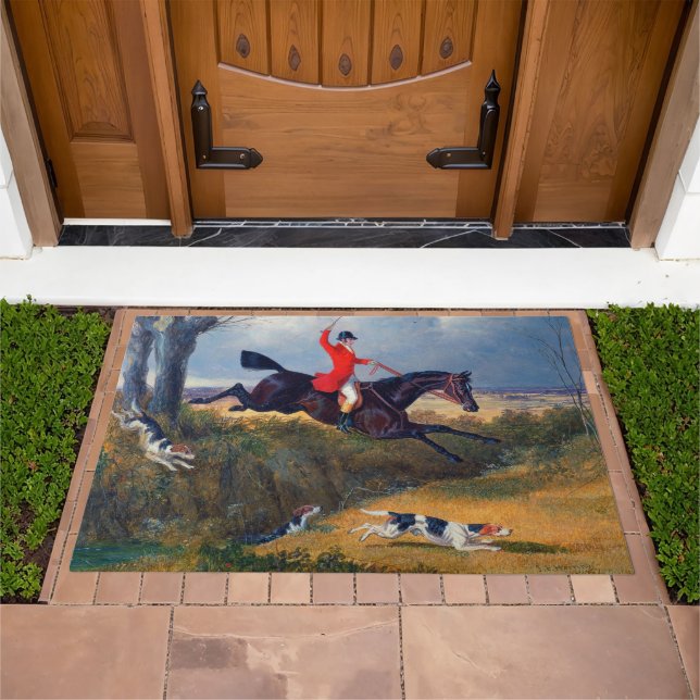 Foxhunting Clearing a Ditch Hunting Sports Doormat (Outdoor)
