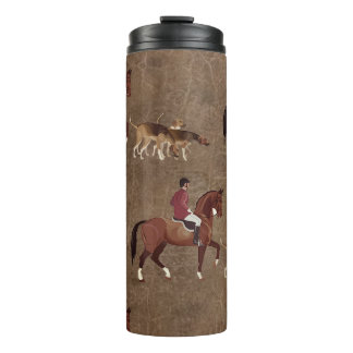 Foxhunting horse rider and hounds thermal tumbler