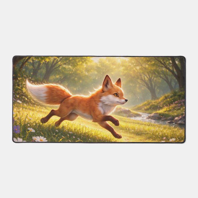 Foxi Seasons: Wild Summer River Run Desk Mat (Front)