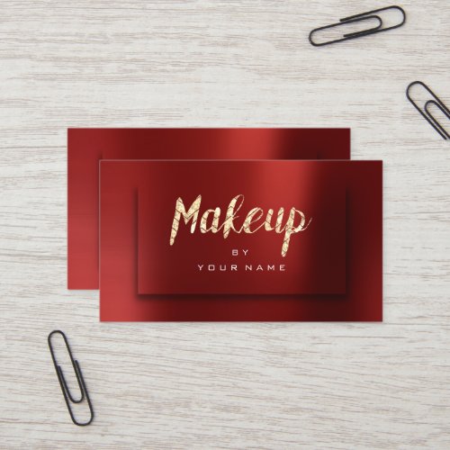 Foxier Gold Burgundy Typograph Makeup Artist 3D Business Card