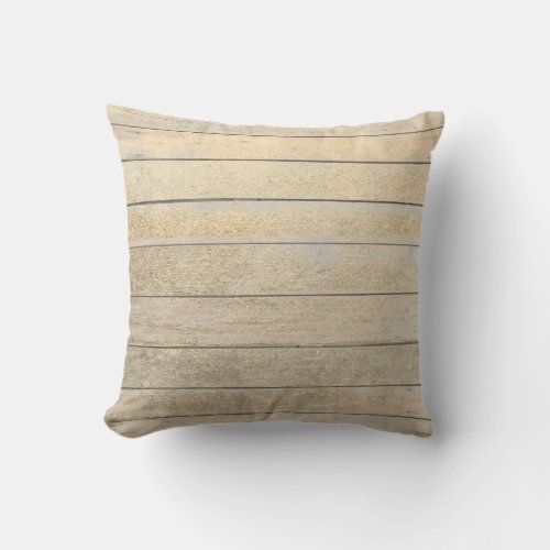 Foxier Gold Glam Metallic Wood Grungy Ivory Throw Pillow