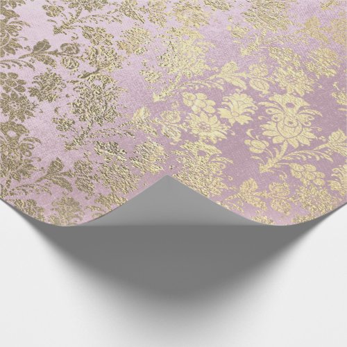 Foxier Gold Pink Rose Ivory Powder Blush Floral Wrapping Paper
