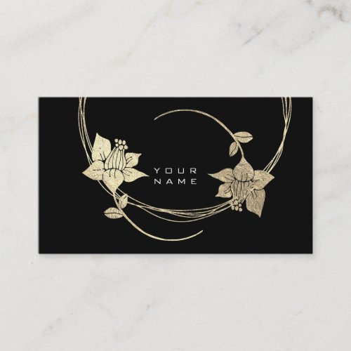 Foxier Gold Rose Black White Floral Glam Business Card