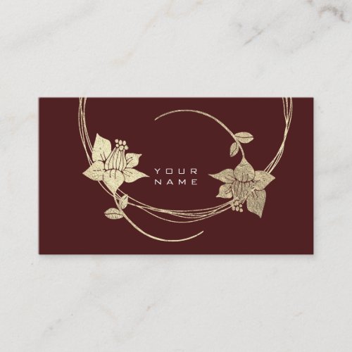 Foxier Gold Rose Burgundy Maroon Floral Glam Business Card