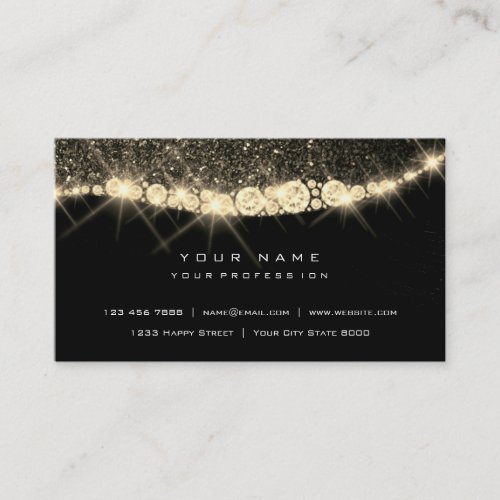 Foxier Gold  Sparkly Diamond Glitter Glam Black Business Card