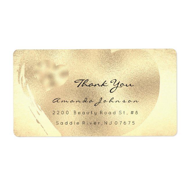 Foxier Titanium Gold Blush Heart Thank You Label (Front)