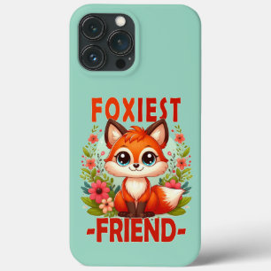 Foxiest Friend pun. Cute Baby Fox puppy cartoon iPhone 13 Pro Max Case