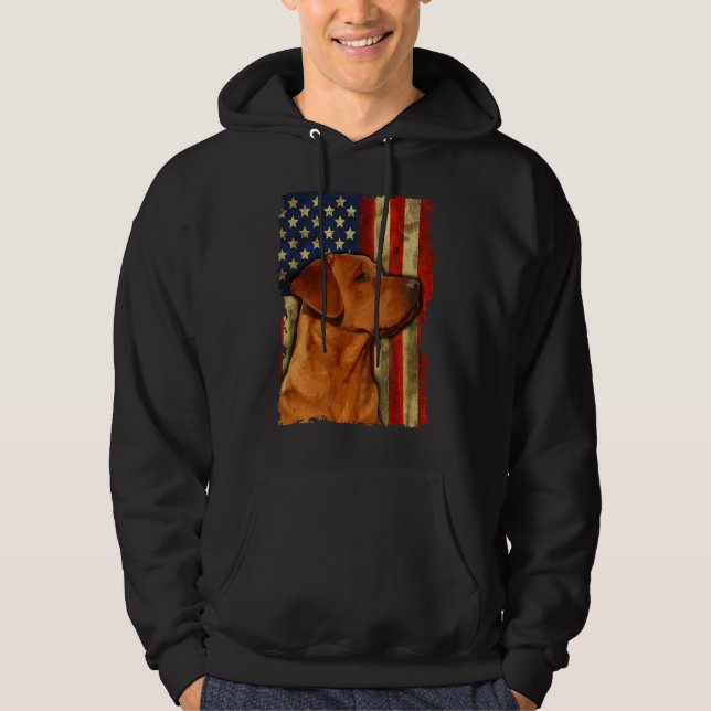 Foxred Labrador Retriever Us Flag Fox Red Hoodie (Front)