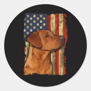 Foxred Labrador Retriever Us Flag Fox Red Labrador Classic Round Sticker