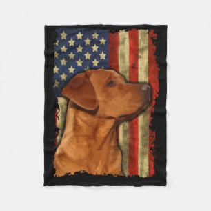 Foxred Labrador Retriever Us Flag Fox Red Labrador Fleece Blanket