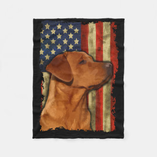 Foxred Labrador Retriever Us Flag Fox Red Labrador Fleece Blanket