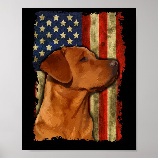 Foxred Labrador Retriever Us Flag Fox Red Labrador Poster (Front)