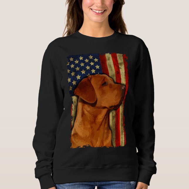 Foxred Labrador Retriever Us Flag Fox Red Labrador Sweatshirt (Front)