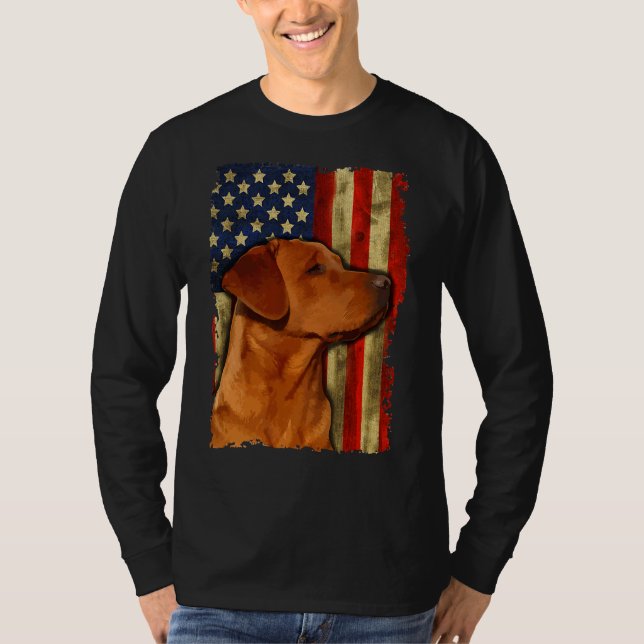 Foxred Labrador Retriever Us Flag Fox Red Labrador T-Shirt (Front)