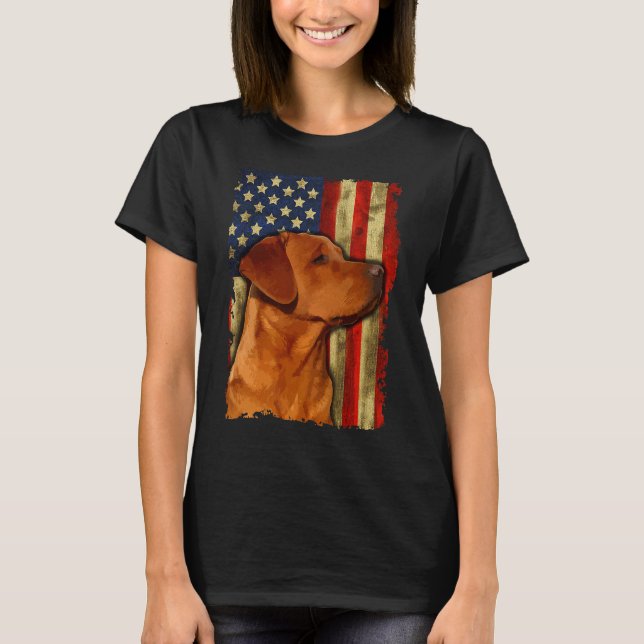 Foxred Labrador Retriever Us Flag Fox Red Labrador T-Shirt (Front)