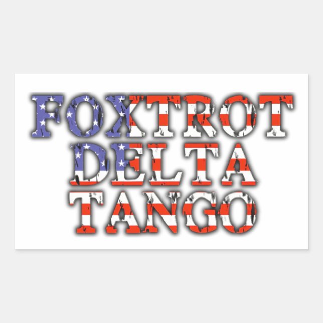 Foxtrot Delta Tango American Flag Rectangular Sticker (Front)