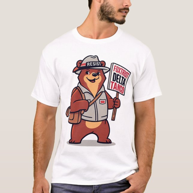 Foxtrot Delta Tango Bear Funny T-Shirt (Front)