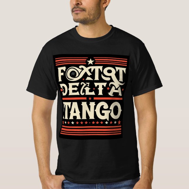 Foxtrot Delta Tango Distressed Patriotic Phonetic T-Shirt (Front)