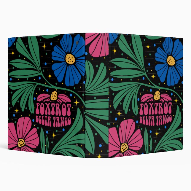 Foxtrot Delta Tango Flower Boho 3 Ring Binder (Background)