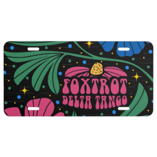 Foxtrot Delta Tango Flower Boho License Plate