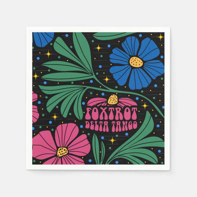 Foxtrot Delta Tango Flower Boho Napkins (Front)