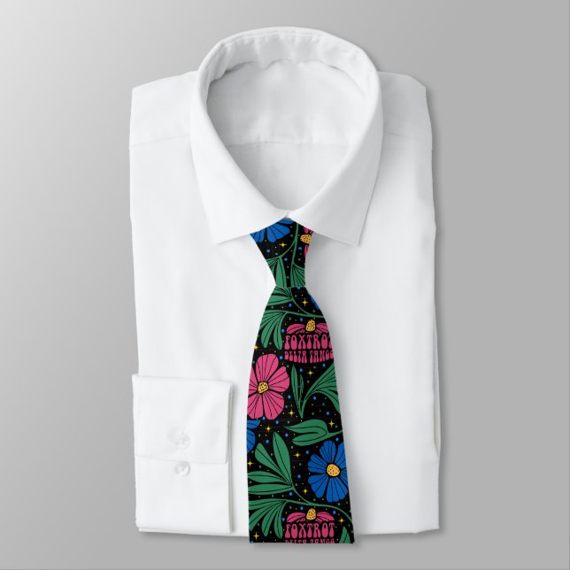 Foxtrot Delta Tango Flower Boho Neck Tie (Tied)